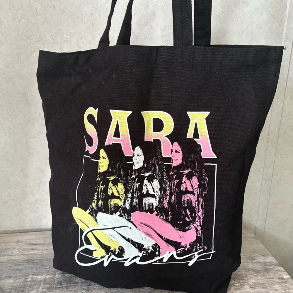 Sara Black Tote with Pink and Yellow Accents